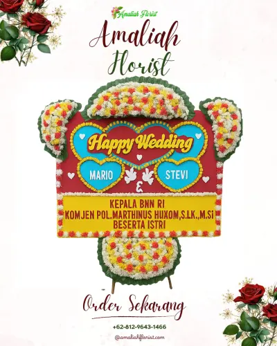 Karangan Papan Bunga Pernikahan di Nogotirto